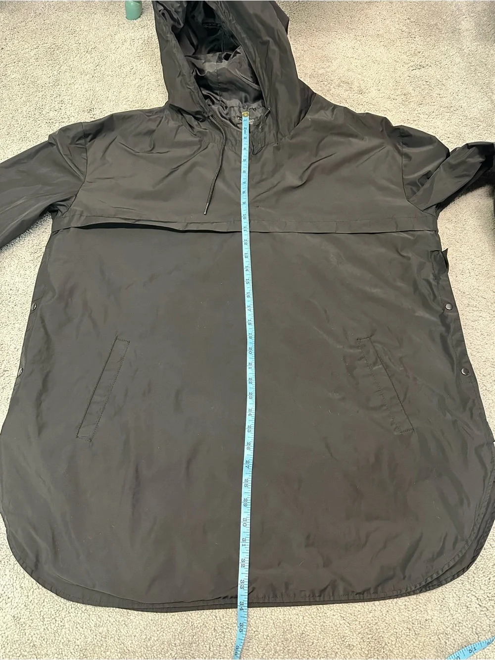 Zara men’s Black Hooded Windbreaker pullover jacket large